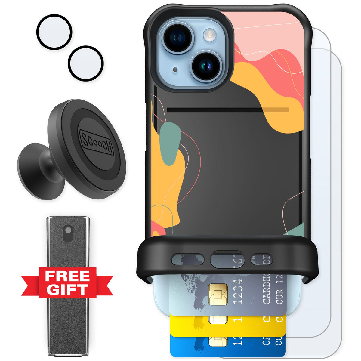 Scooch Wingmate Abstract Pastel for iPhone 15 — Defender Bundle
