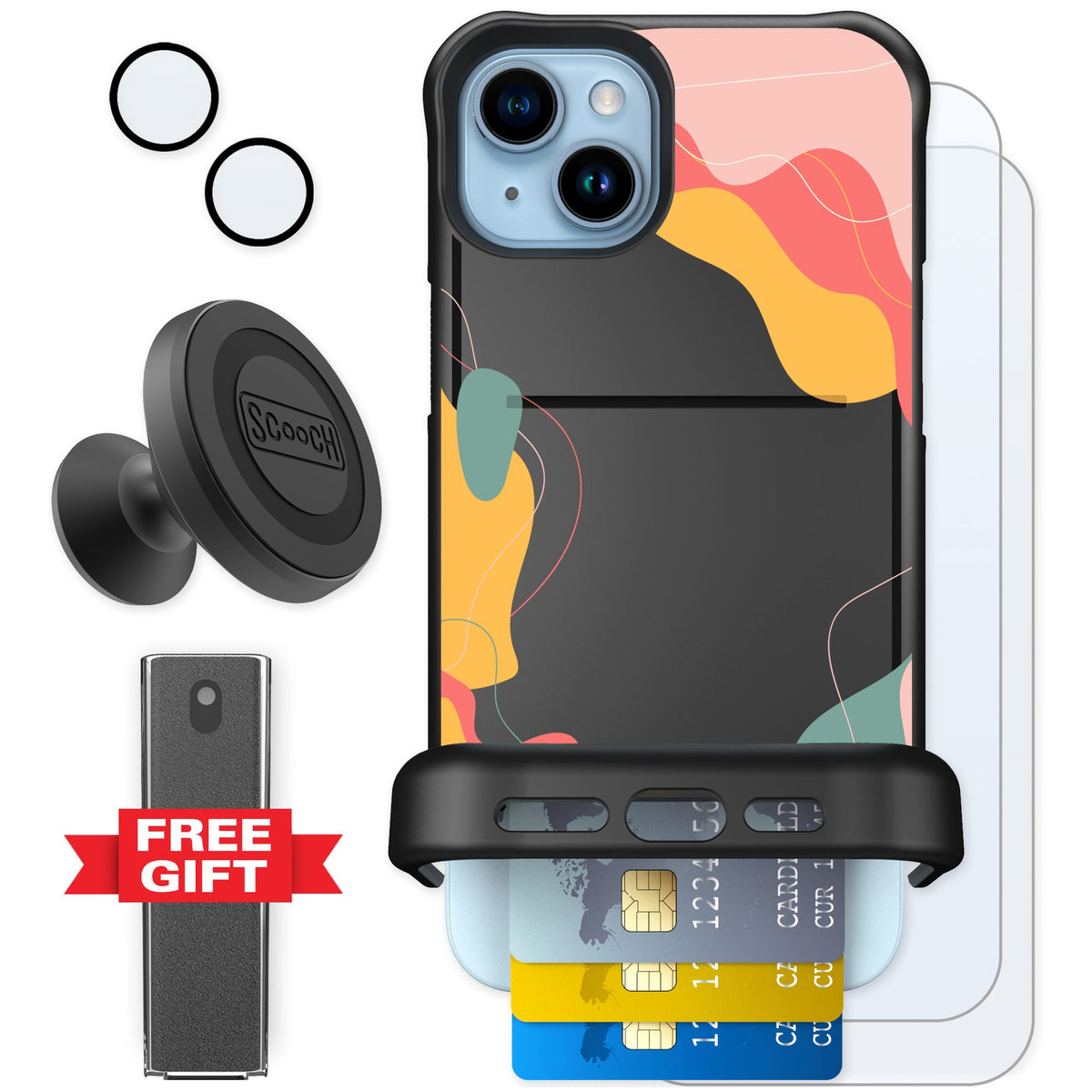 Scooch Wingmate Abstract Pastel for iPhone 14 Plus — Defender Bundle