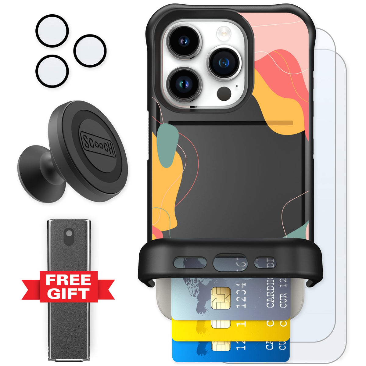 Scooch Wingmate Abstract Pastel for iPhone 15 Pro — Defender Bundle
