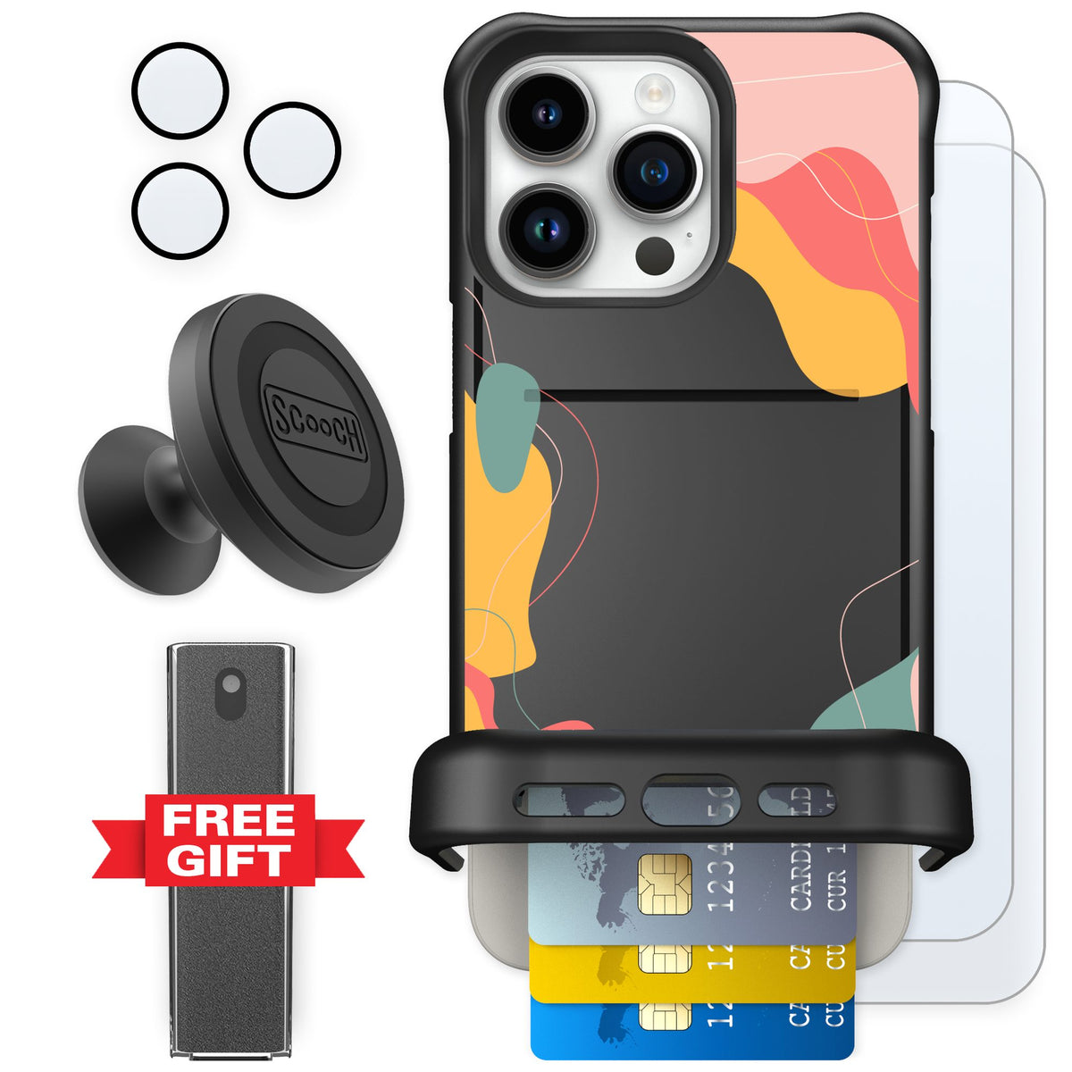 Scooch Wingmate Abstract Pastel for iPhone 15 Pro Max — Defender Bundle