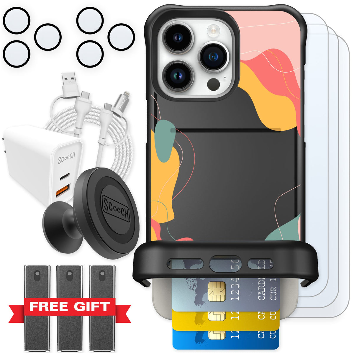 Scooch Wingmate Abstract Pastel for iPhone 15 Pro Max — Ultimate Bundle