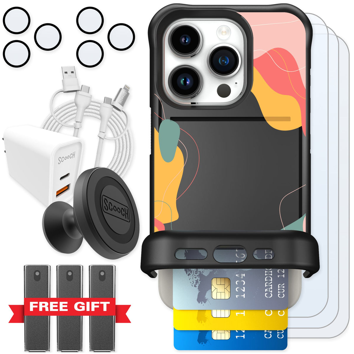 Scooch Wingmate Abstract Pastel for iPhone 15 Pro — Ultimate Bundle