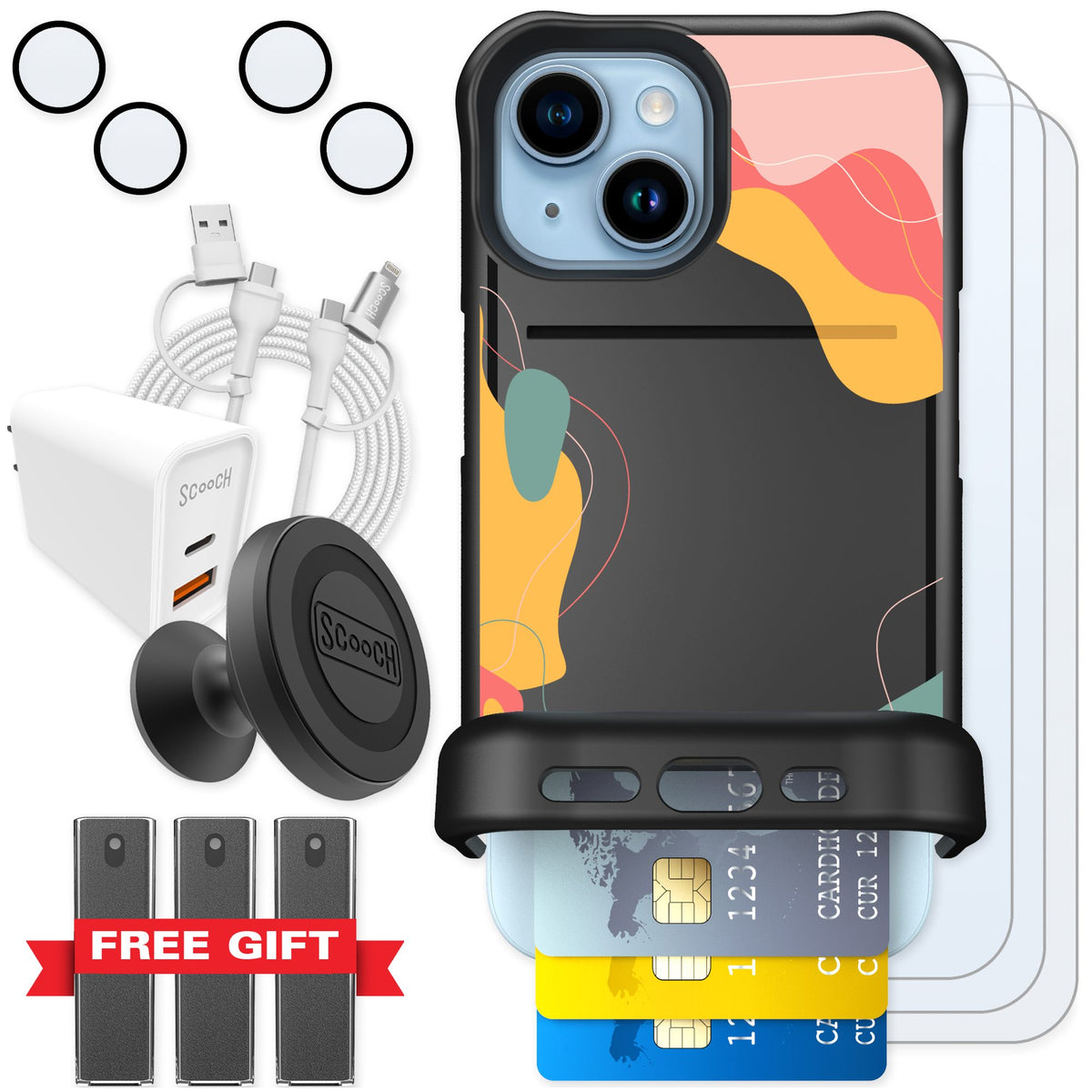 Scooch Wingmate Abstract Pastel for iPhone 15 — Ultimate Bundle