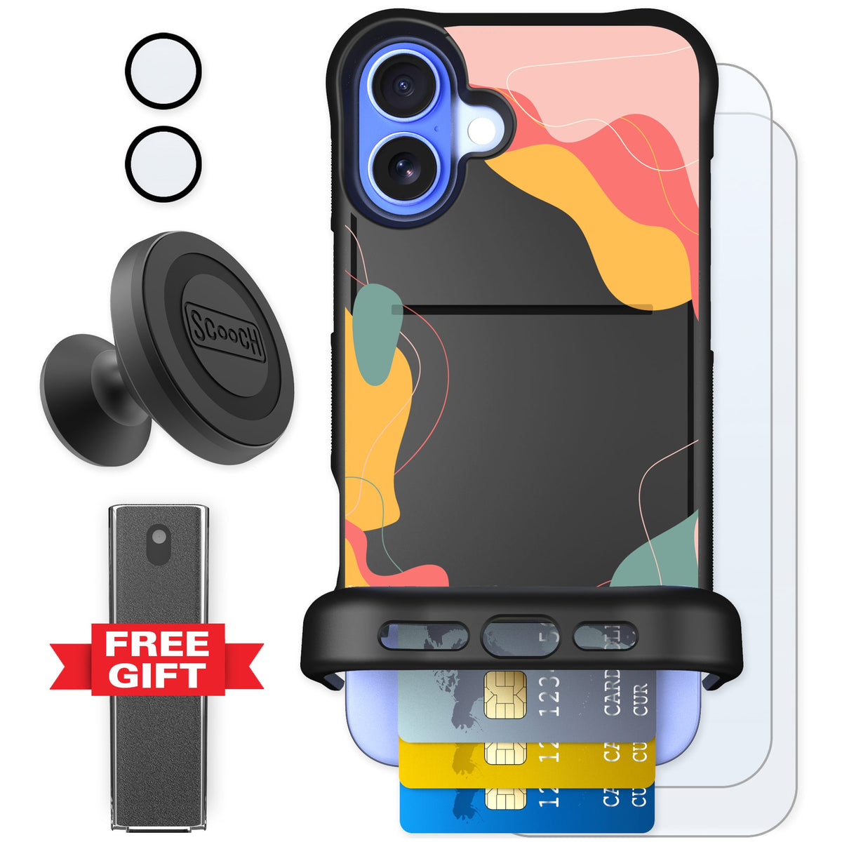 Scooch Wingmate Abstract Pastel for iPhone 16 Plus — Defender Bundle