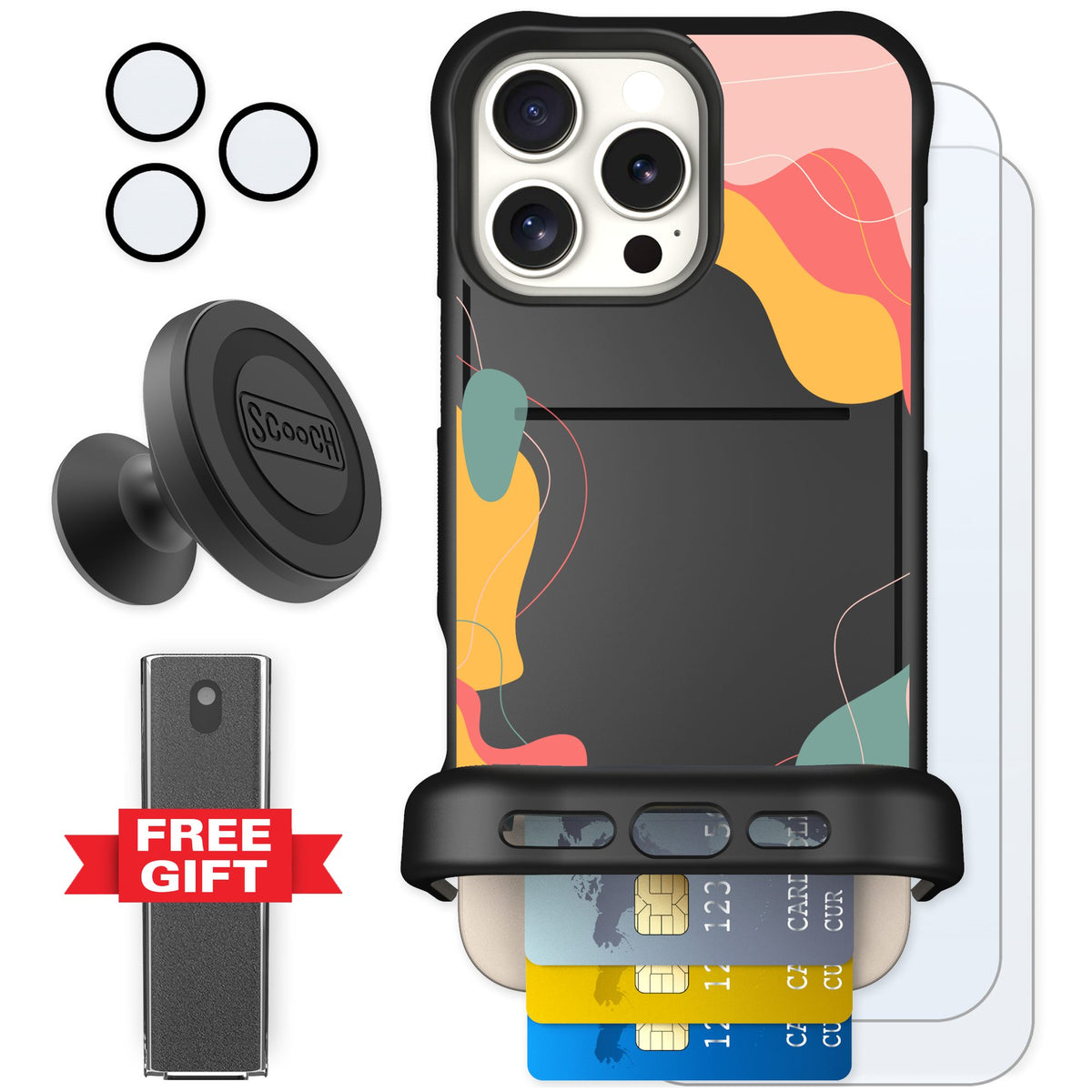 Scooch Wingmate Abstract Pastel for iPhone 16 Pro Max — Defender Bundle