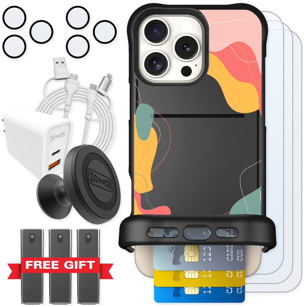 Scooch Wingmate Abstract Pastel for iPhone 16 Pro Max — Ultimate Bundle