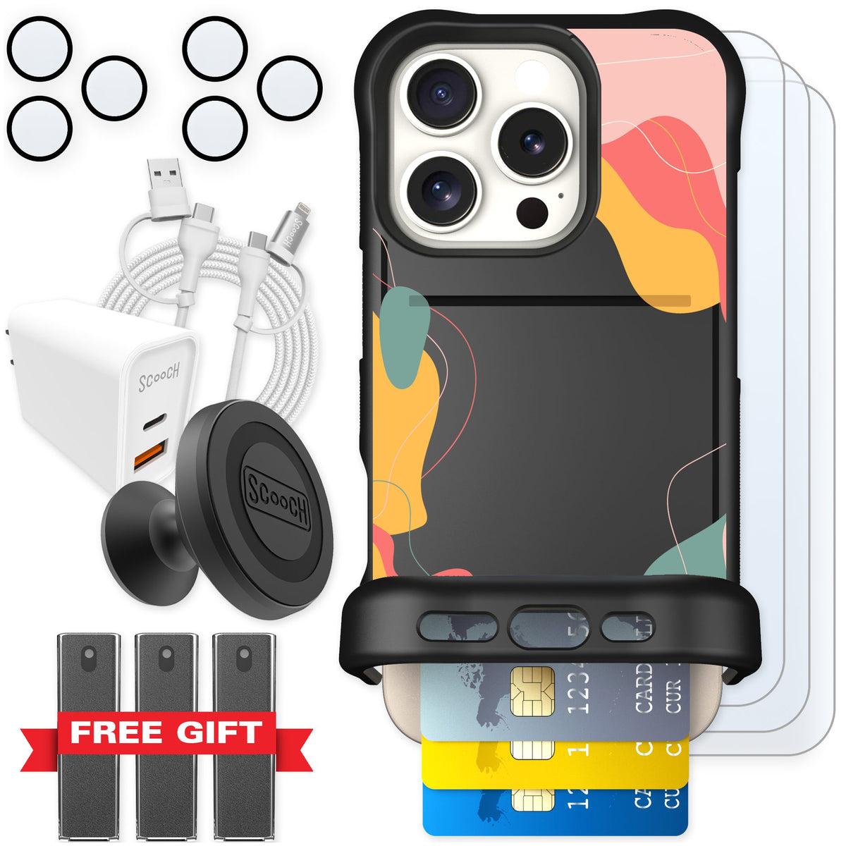 Scooch Wingmate Abstract Pastel for iPhone 16 Pro — Ultimate Bundle