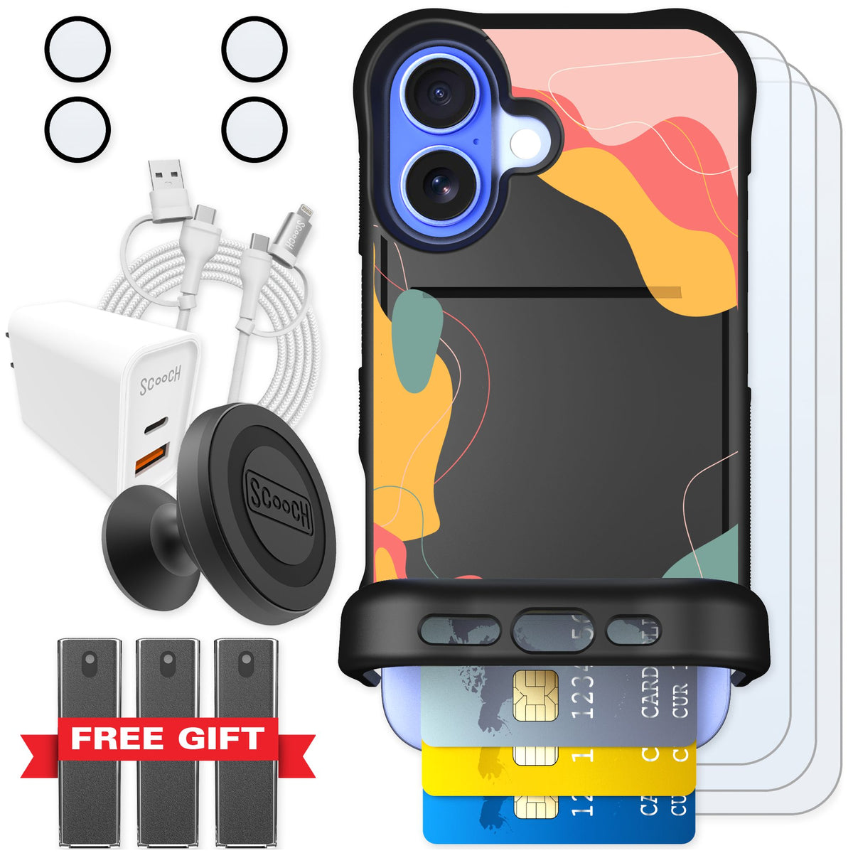 Scooch Wingmate Abstract Pastel for iPhone 16 — Ultimate Bundle