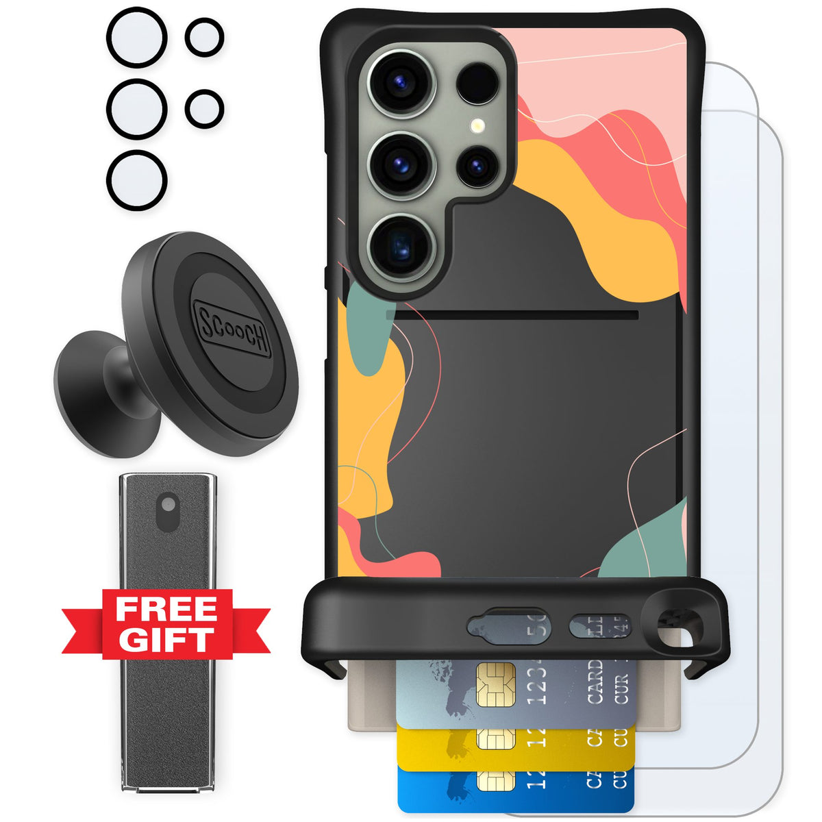 Scooch Wingmate Abstract Pastel for Galaxy S24 Ultra — Defender Bundle