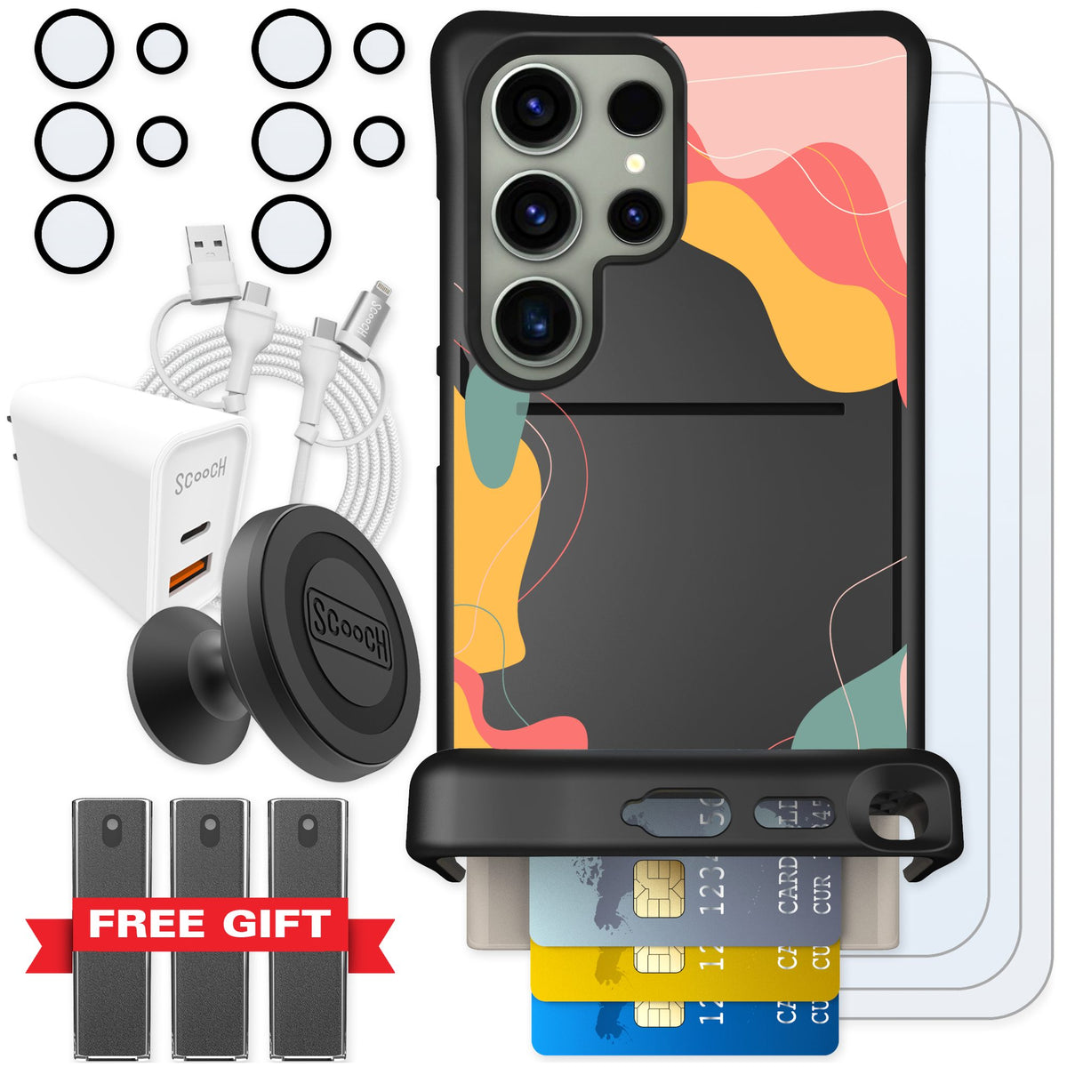 Scooch Wingmate Abstract Pastel for Galaxy S24 Ultra — Ultimate Bundle