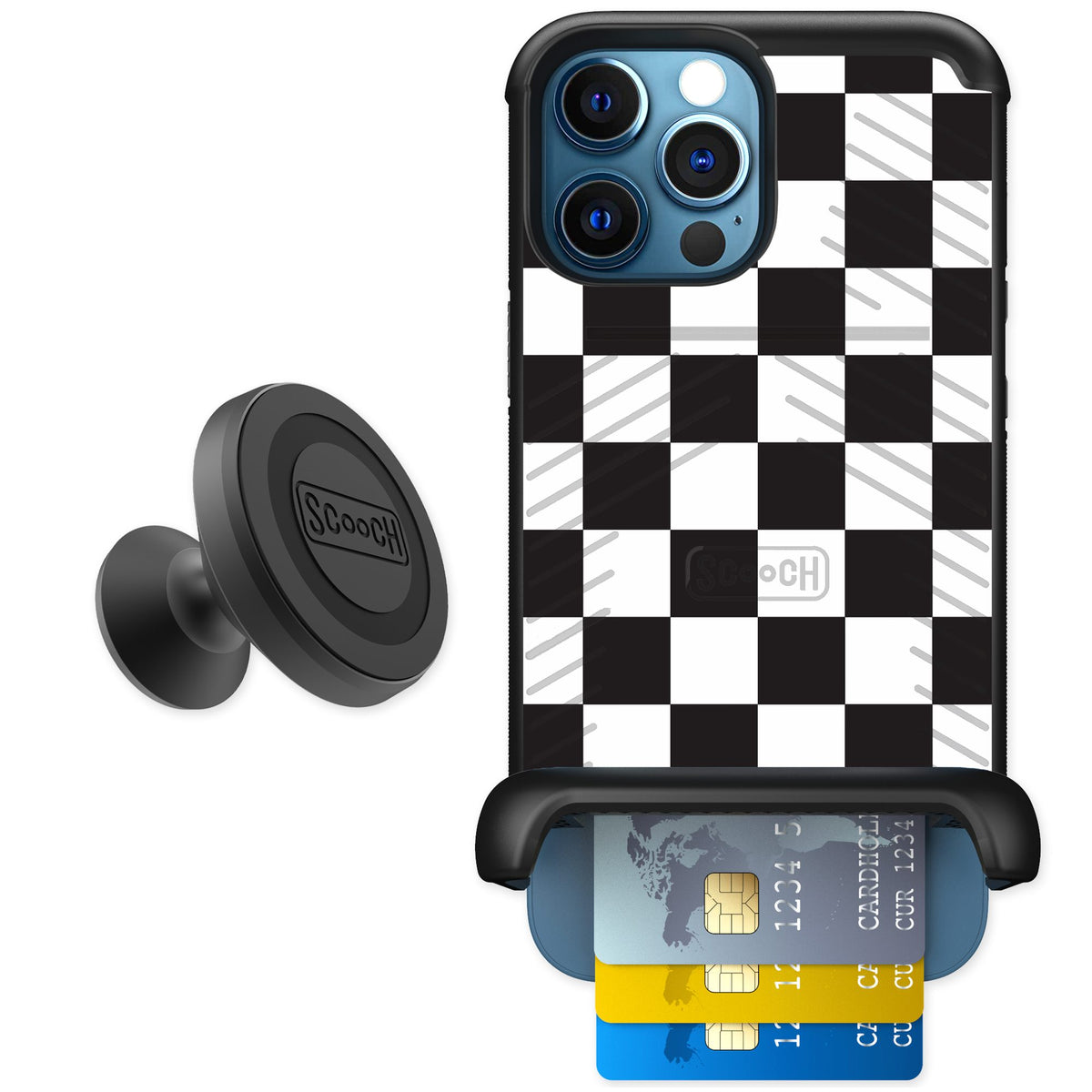 Scooch Wingmate Checkered for iPhone 12 Pro — Starter Bundle