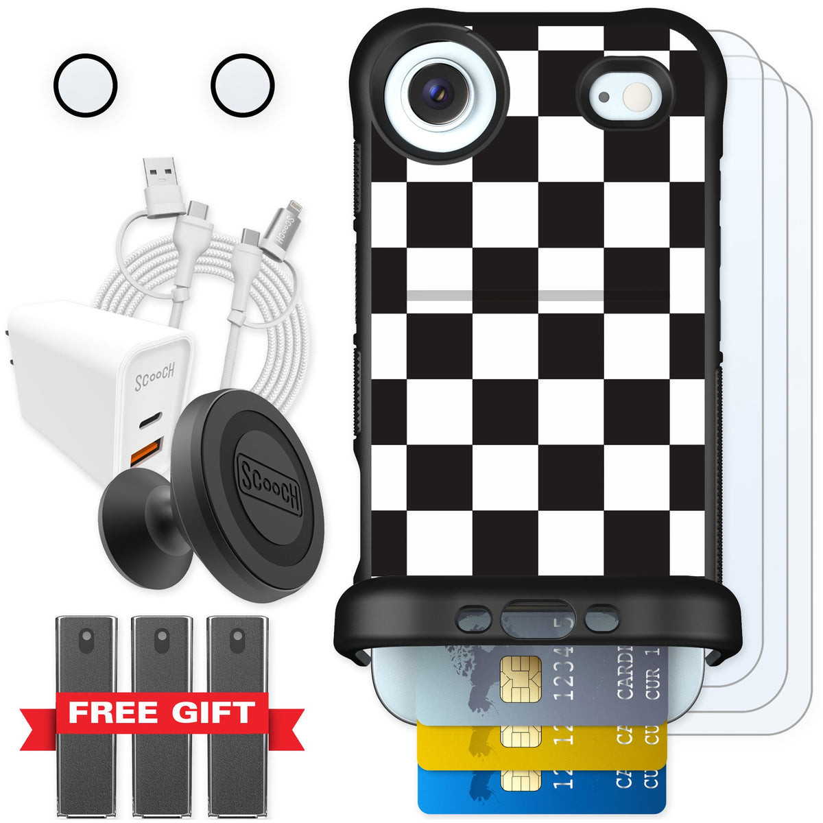 Scooch Wingmate Checkered for iPhone Air — Ultimate Bundle