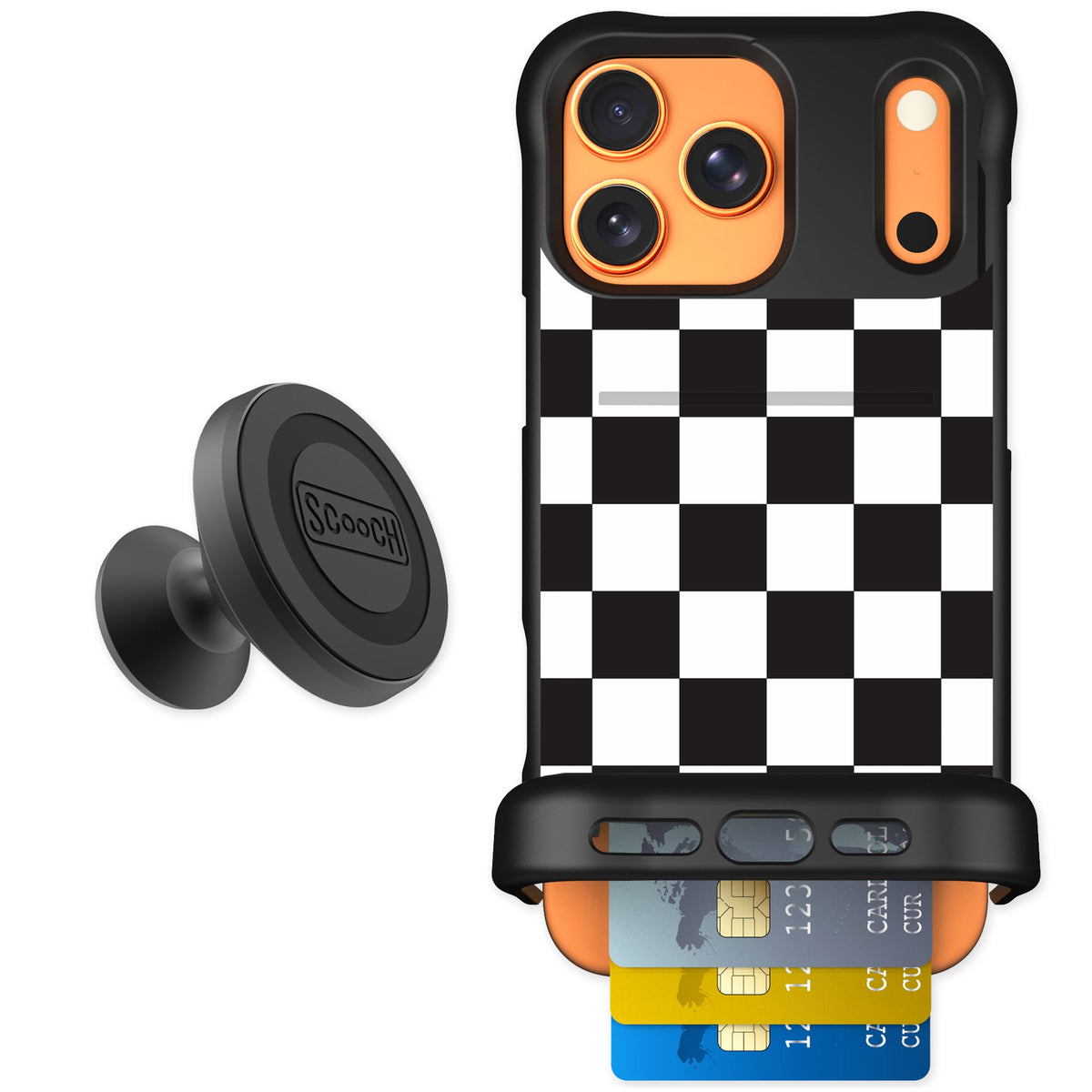 Scooch Wingmate Checkered for iPhone 17 Pro Max — Starter Bundle