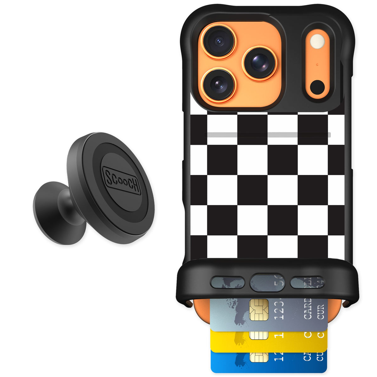Scooch Wingmate Checkered for iPhone 17 Pro — Starter Bundle