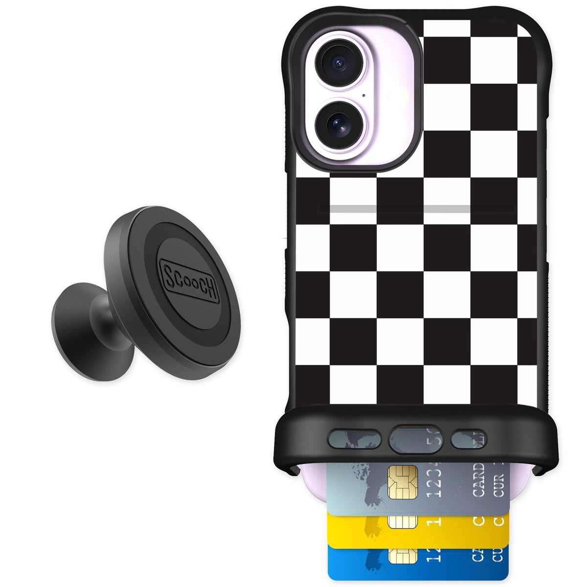 Scooch Wingmate Checkered for iPhone 17 — Starter Bundle