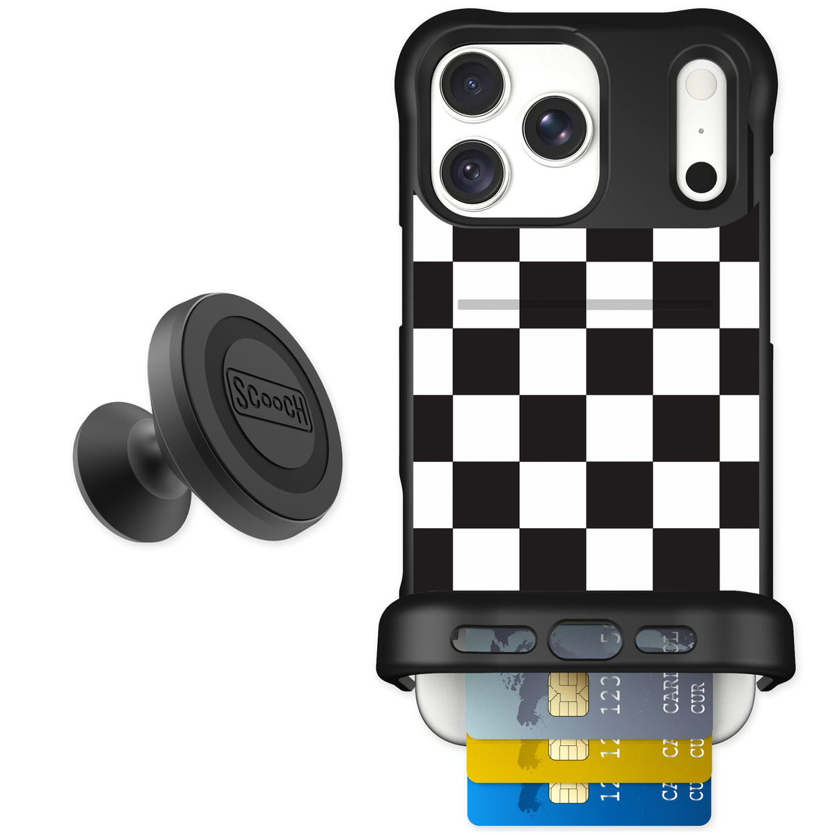 Scooch Wingmate Checkered for iPhone 18 Pro Max — Starter Bundle