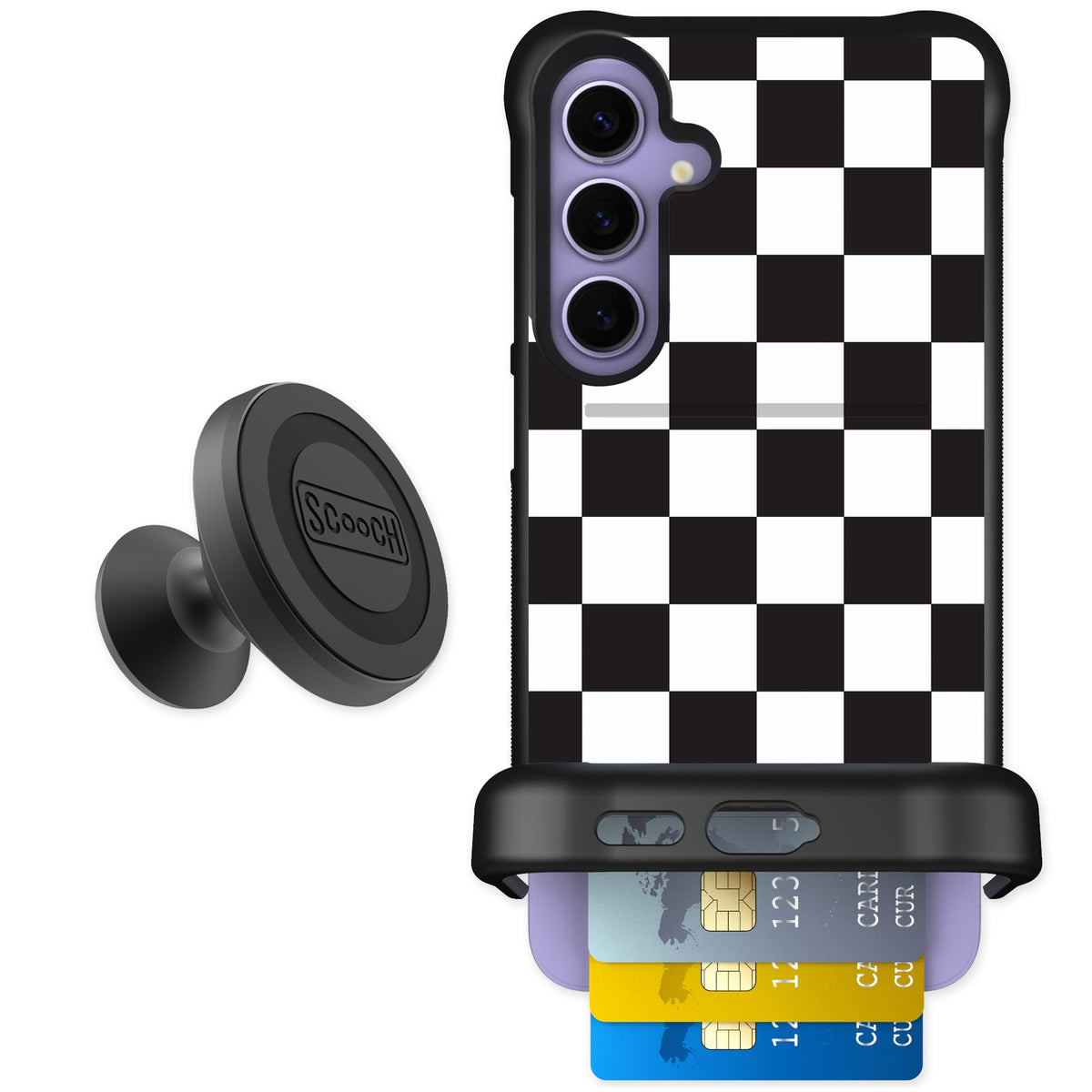 Scooch Wingmate Checkered for Galaxy S24+ — Starter Bundle