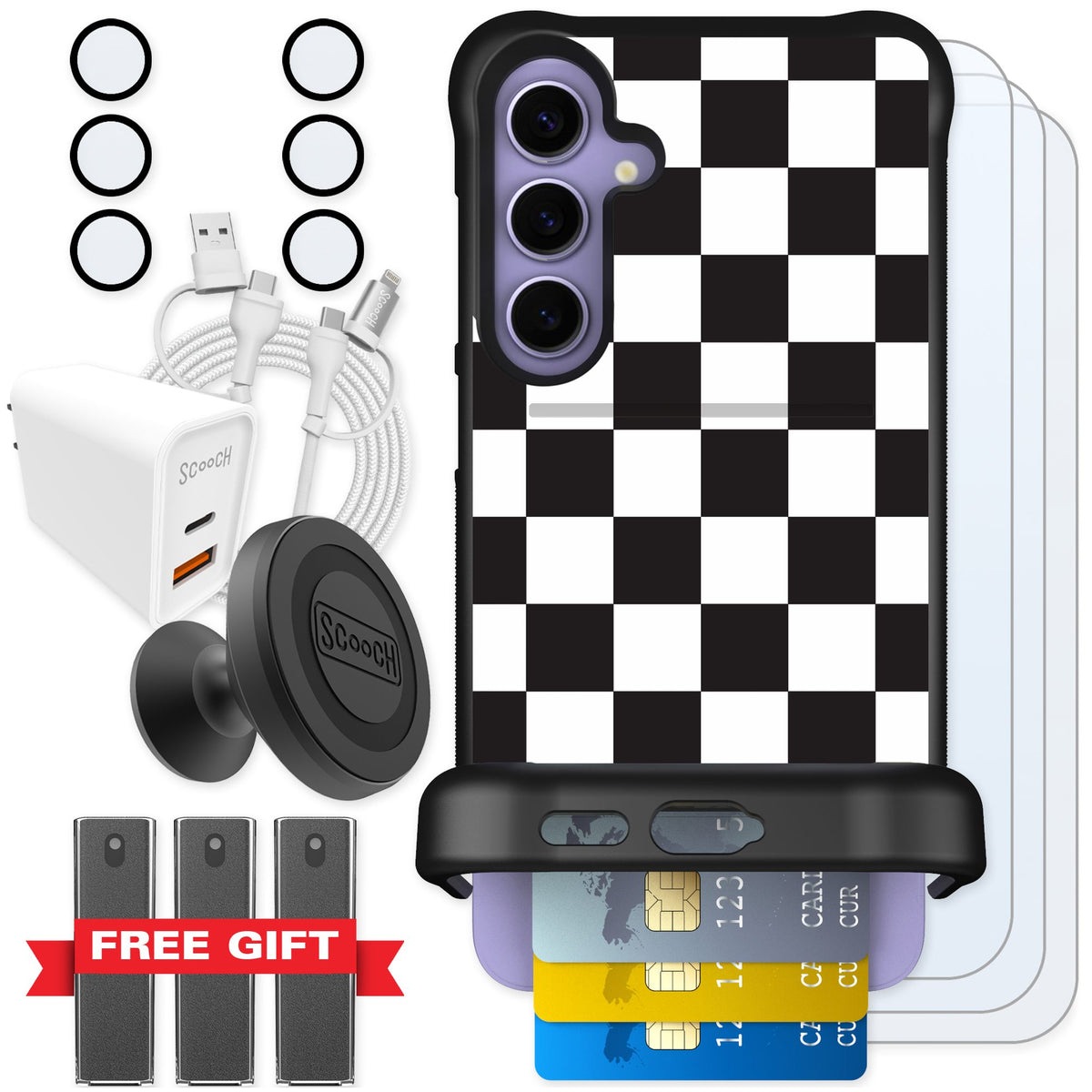 Scooch Wingmate Checkered for Galaxy S24+ — Ultimate Bundle