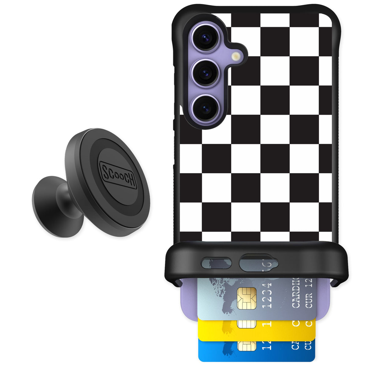 Scooch Wingmate Checkered for Galaxy S24 — Starter Bundle