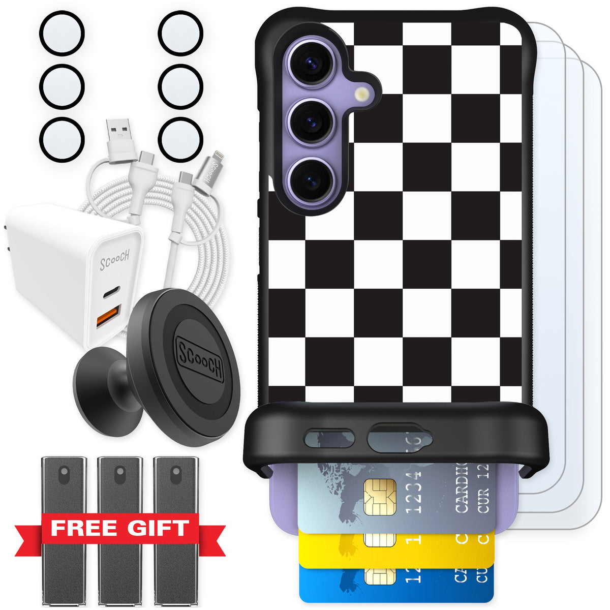 Scooch Wingmate Checkered for Galaxy S24 — Ultimate Bundle