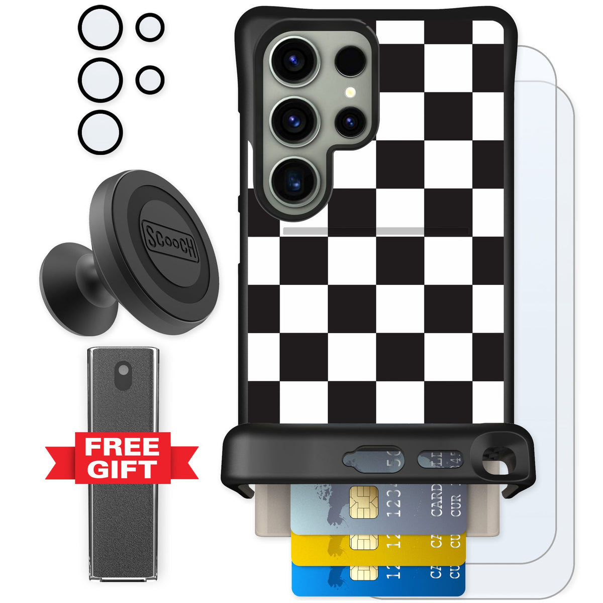 Scooch Wingmate Checkered for Galaxy S24 Ultra — Defender Bundle