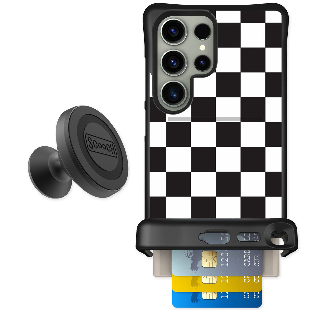 Scooch Wingmate Checkered for Galaxy S24 Ultra — Starter Bundle