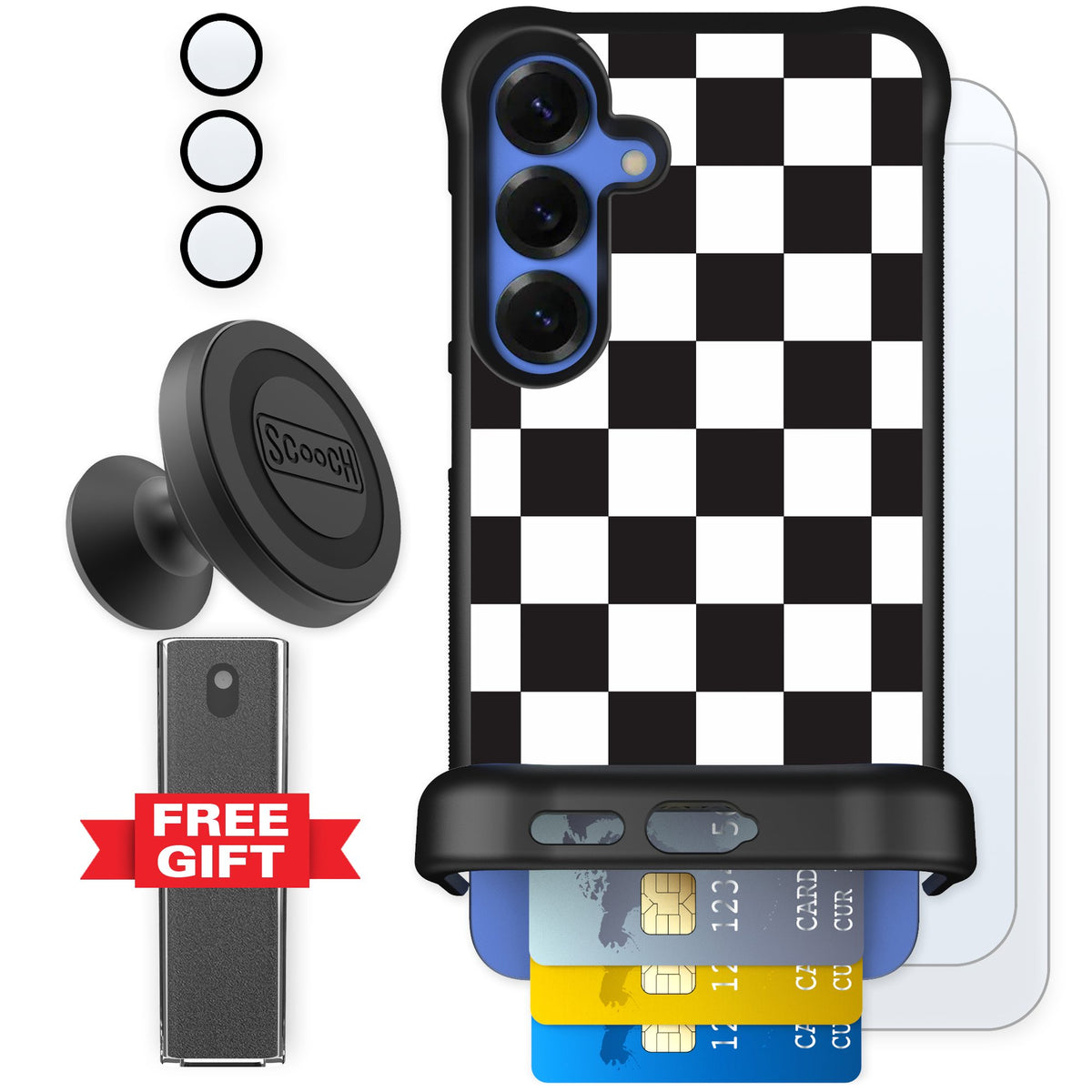 Scooch Wingmate Checkered for Galaxy S25+ — Defender Bundle