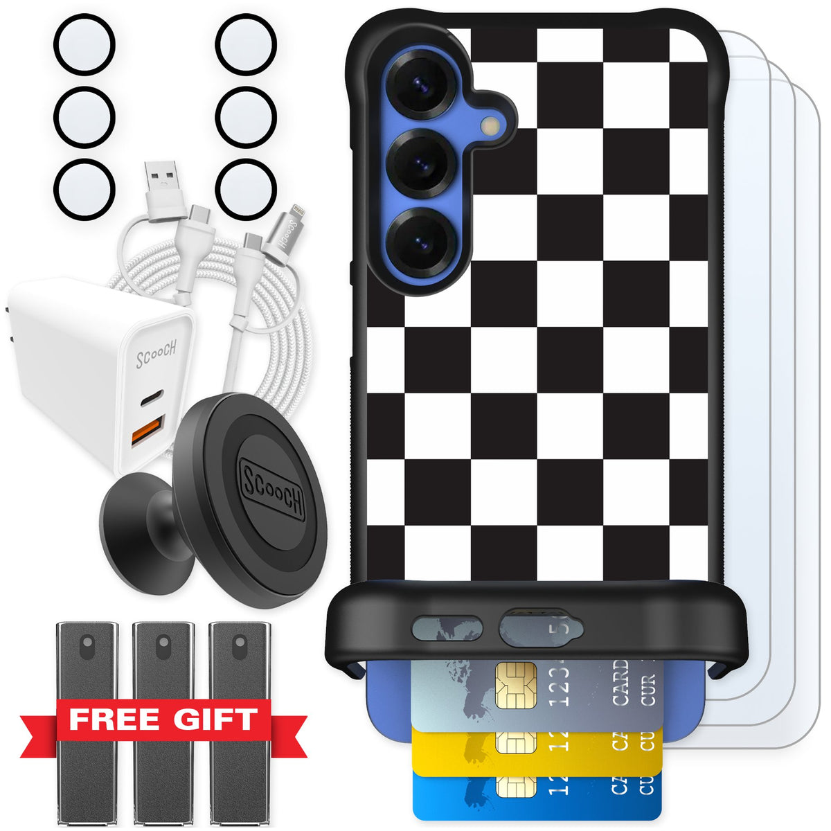Scooch Wingmate Checkered for Galaxy S25+ — Ultimate Bundle
