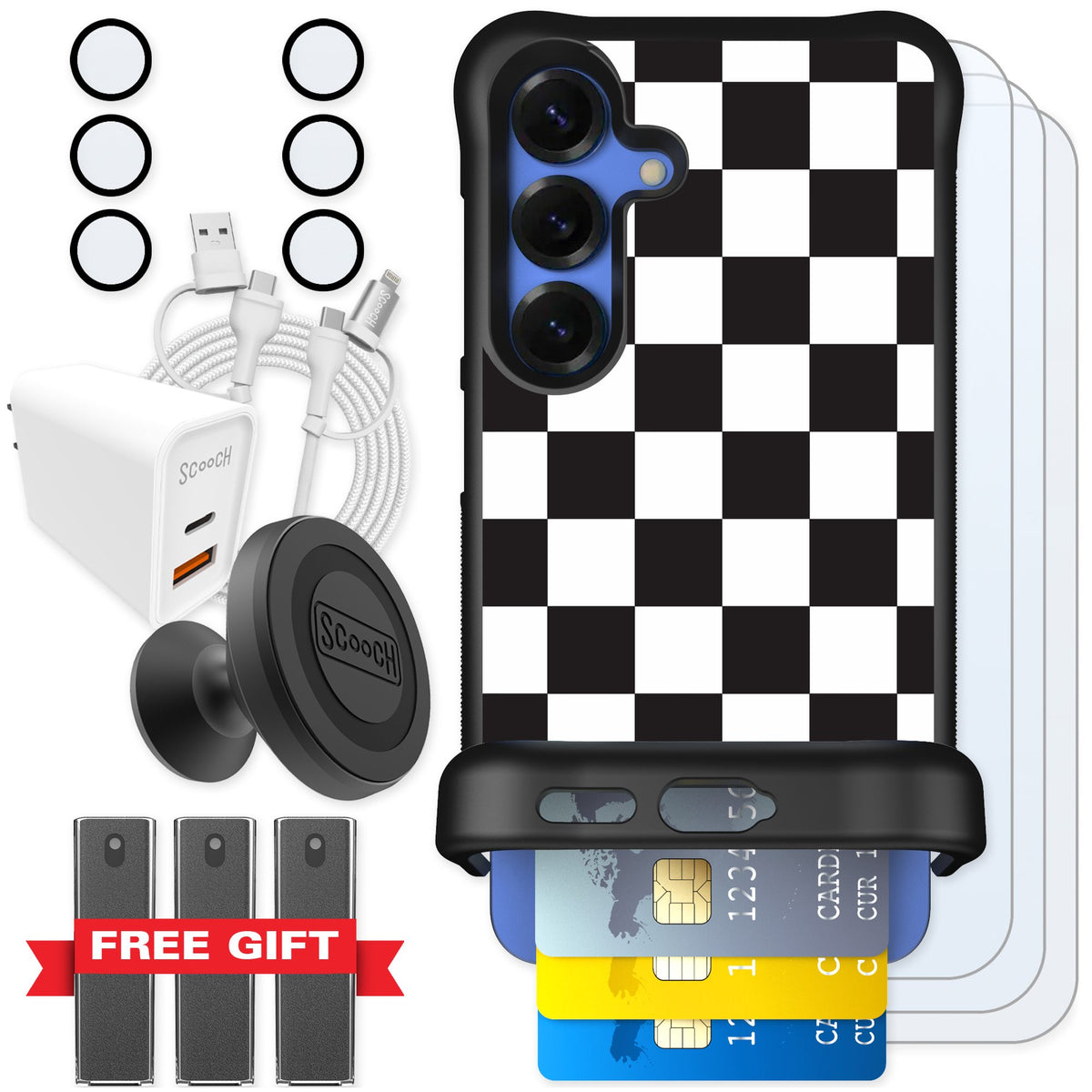 Scooch Wingmate Checkered for Galaxy S25 — Ultimate Bundle