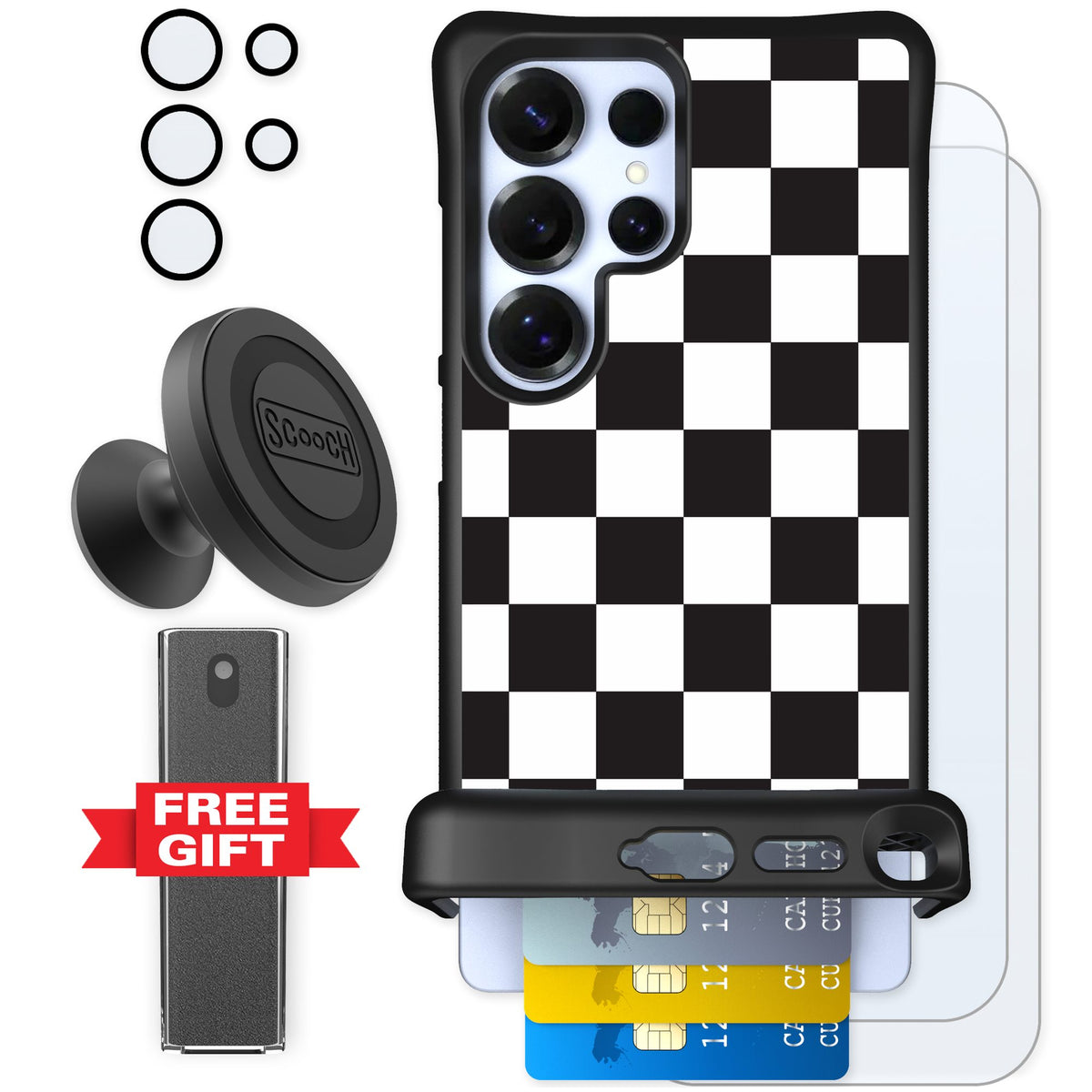 Scooch Wingmate Checkered for Galaxy S25 Ultra — Defender Bundle