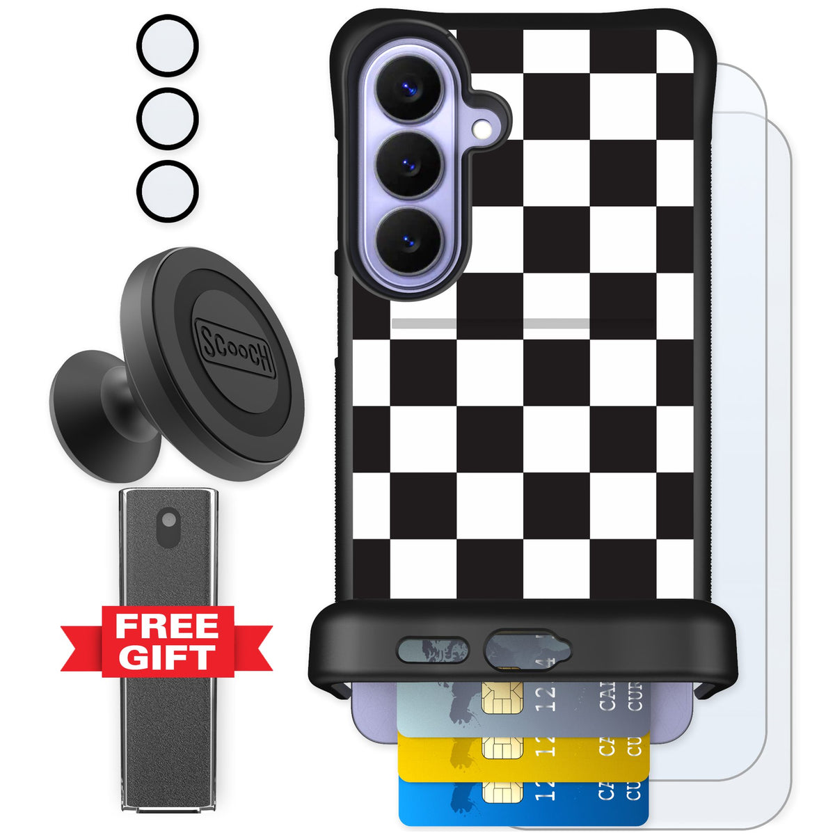 Scooch Wingmate Checkered for Galaxy S26+ — Defender Bundle