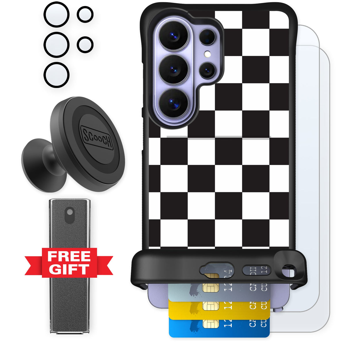 Scooch Wingmate Checkered for Galaxy S26 Ultra — Defender Bundle