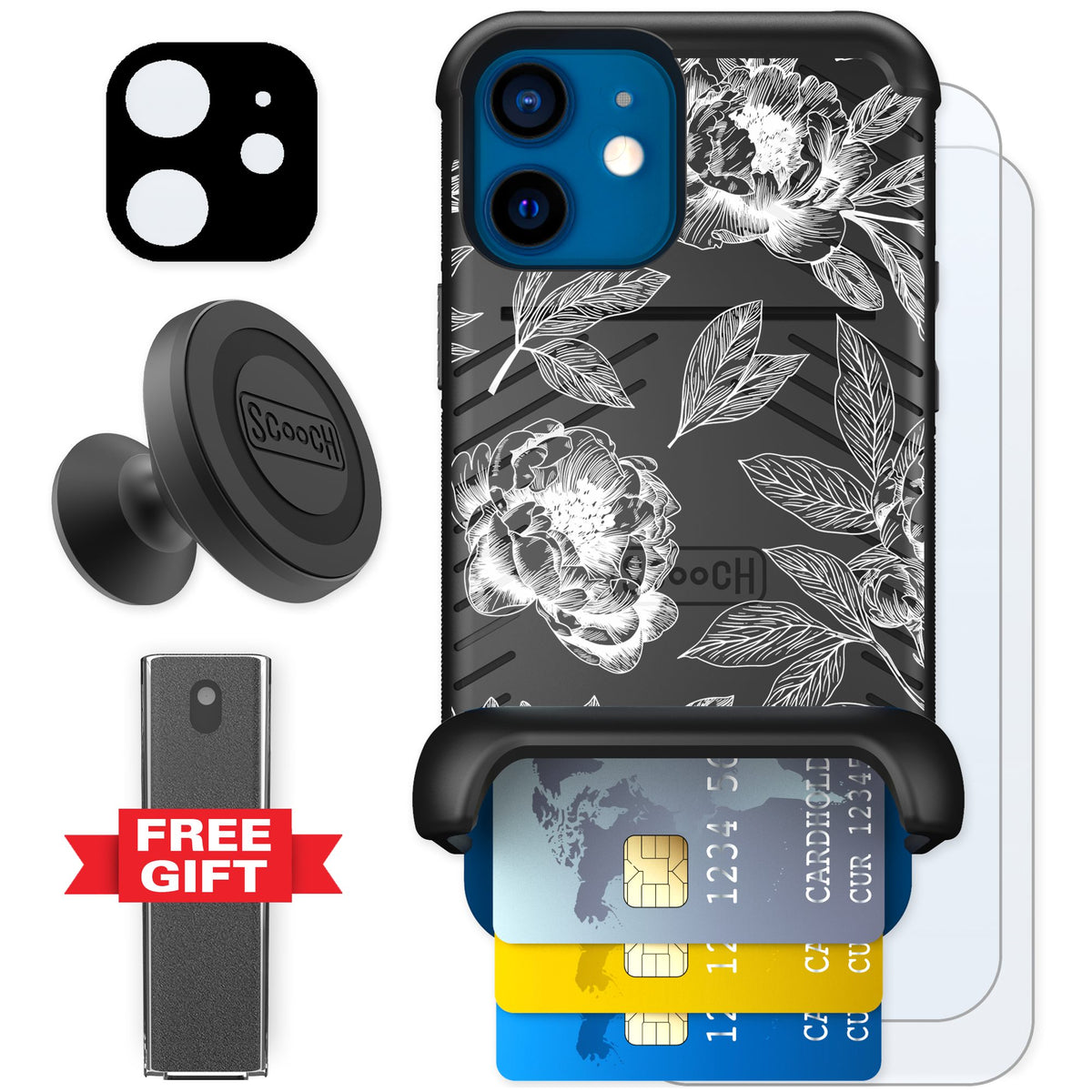 Scooch Wingmate Chinoiserie for iPhone 12 mini — Defender Bundle