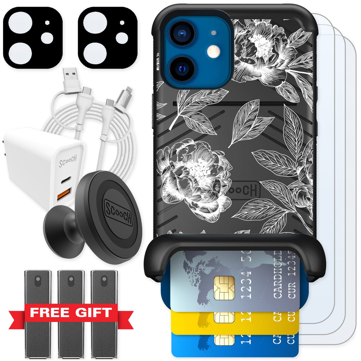 Scooch Wingmate Chinoiserie for iPhone 12 mini — Ultimate Bundle