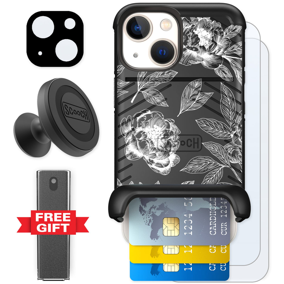 Scooch Wingmate Chinoiserie for iPhone 13 mini — Defender Bundle