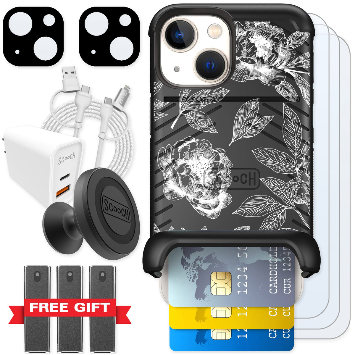 Scooch Wingmate Chinoiserie for iPhone 13 mini — Ultimate Bundle