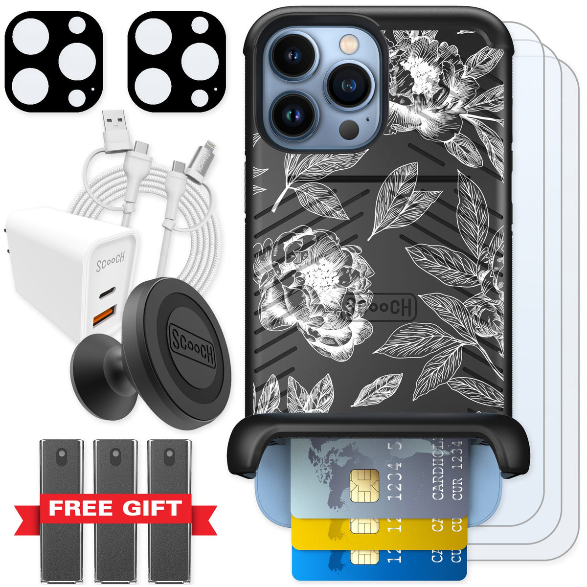 Scooch Wingmate Chinoiserie for iPhone 13 Pro Max — Ultimate Bundle