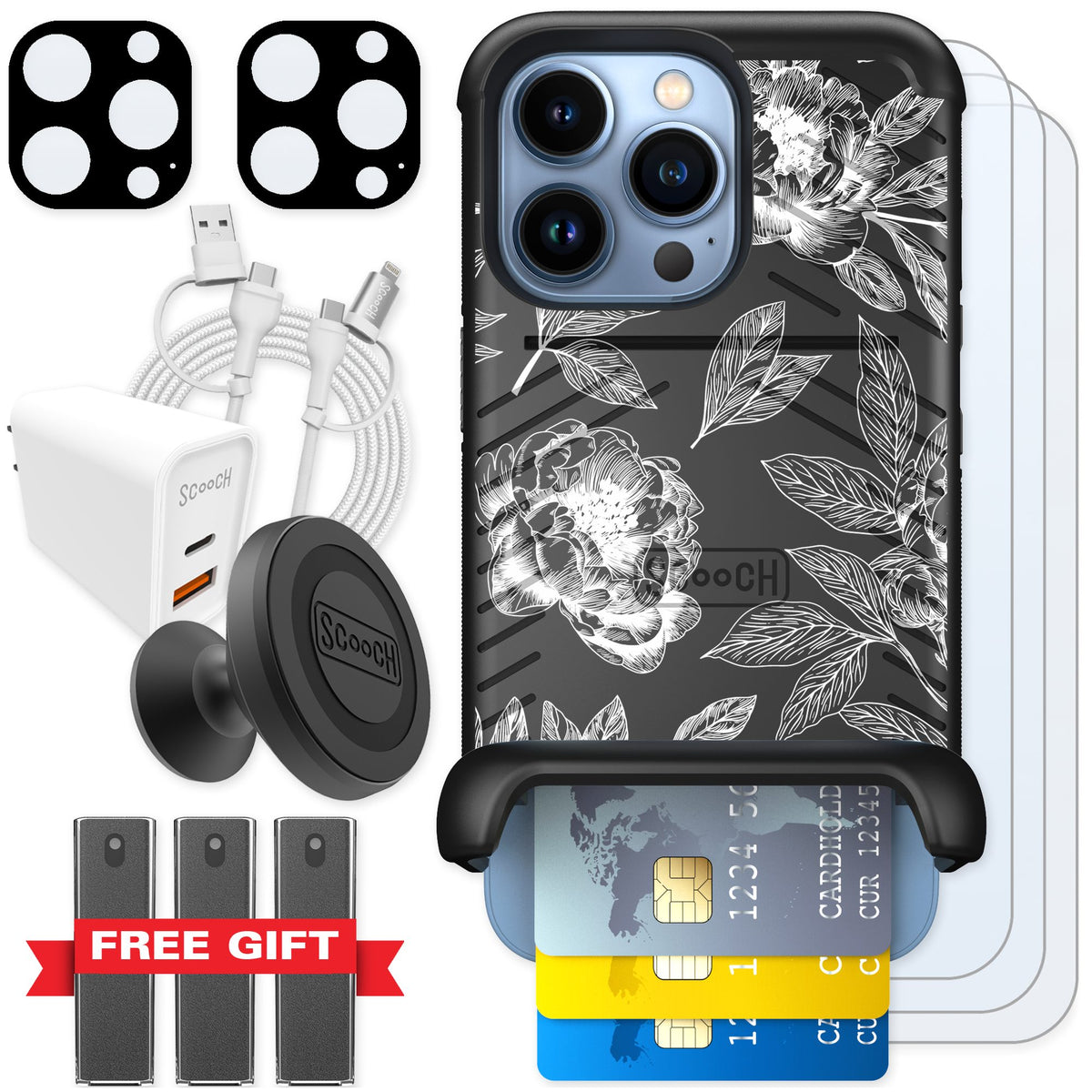Scooch Wingmate Chinoiserie for iPhone 13 Pro — Ultimate Bundle