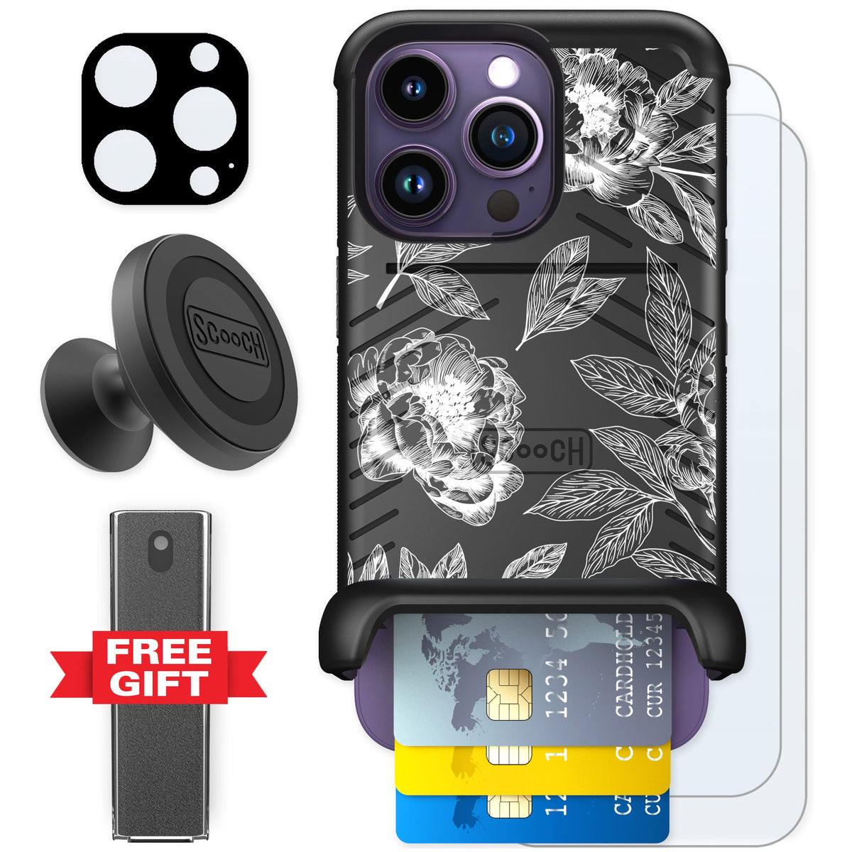 Scooch Wingmate Chinoiserie for iPhone 14 Pro — Defender Bundle