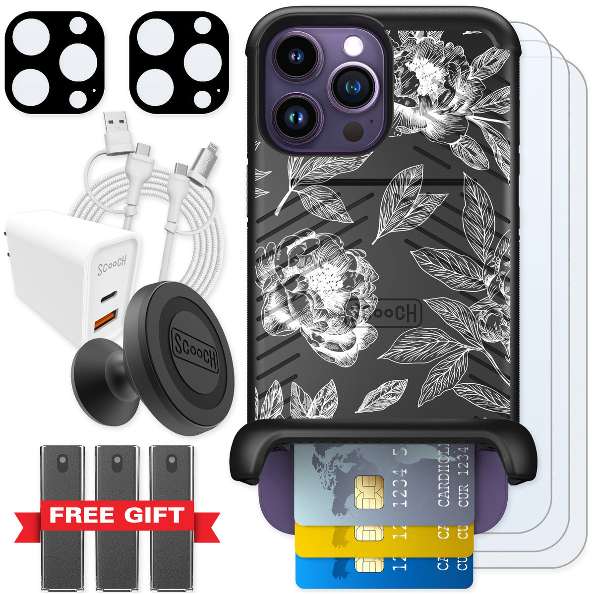 Scooch Wingmate Chinoiserie for iPhone 14 Pro Max — Ultimate Bundle