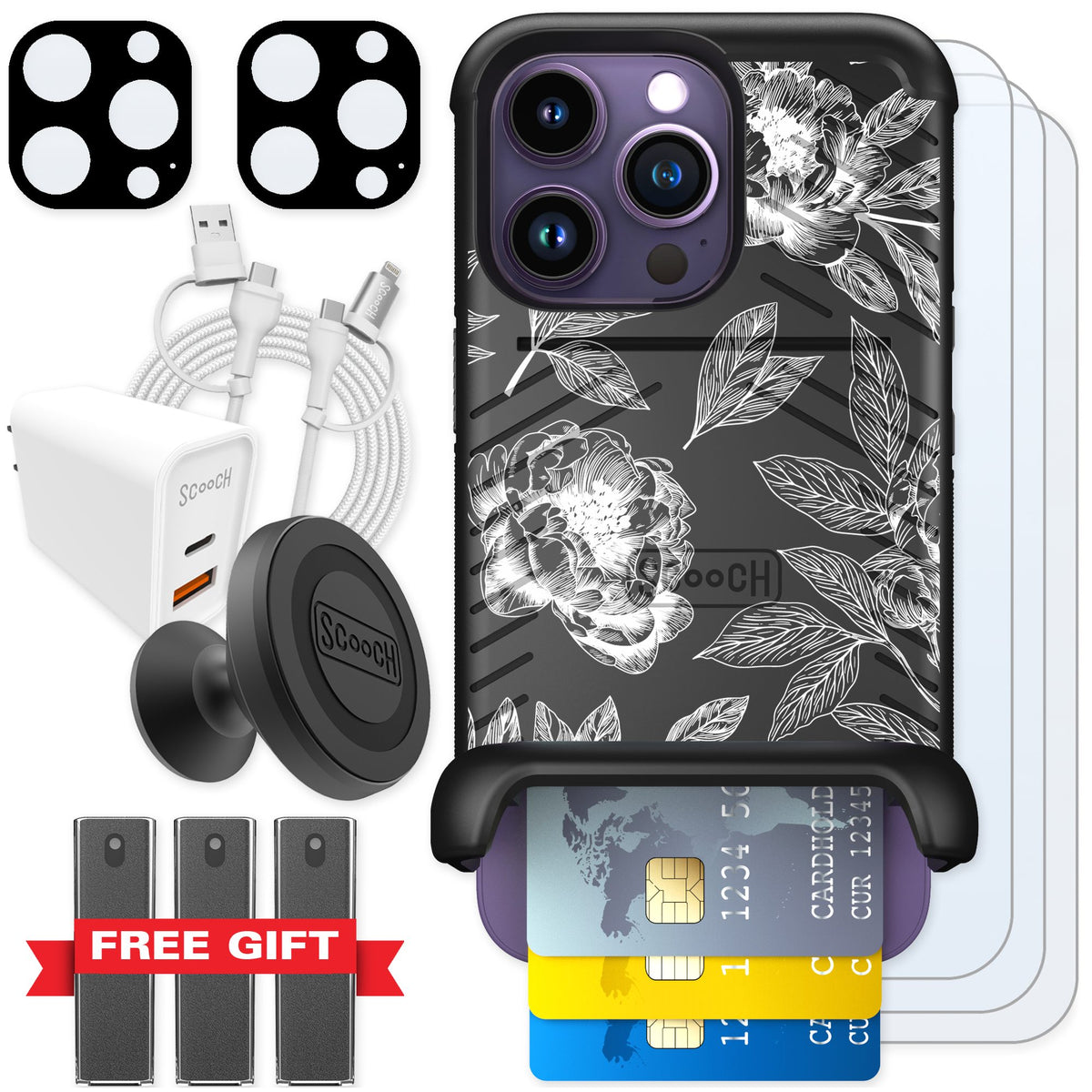 Scooch Wingmate Chinoiserie for iPhone 14 Pro — Ultimate Bundle