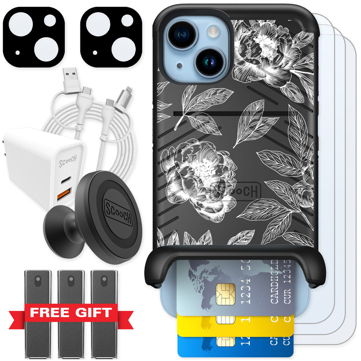 Scooch Wingmate Chinoiserie for iPhone 14 — Ultimate Bundle
