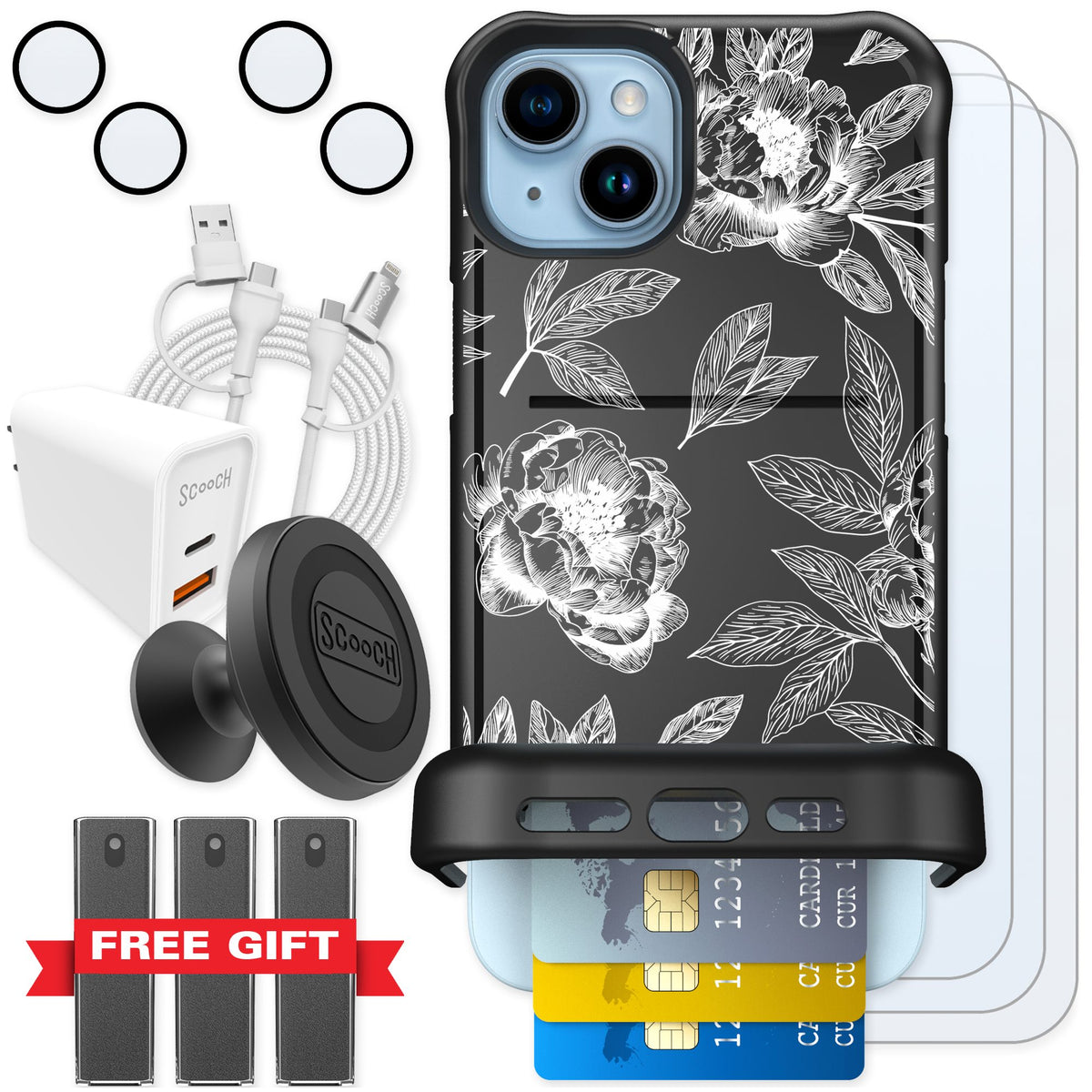 Scooch Wingmate Chinoiserie for iPhone 14 Plus — Ultimate Bundle