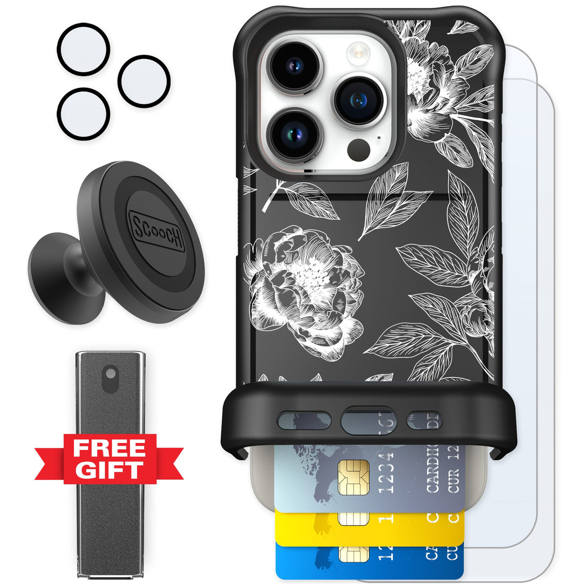 Scooch Wingmate Chinoiserie for iPhone 15 Pro — Defender Bundle