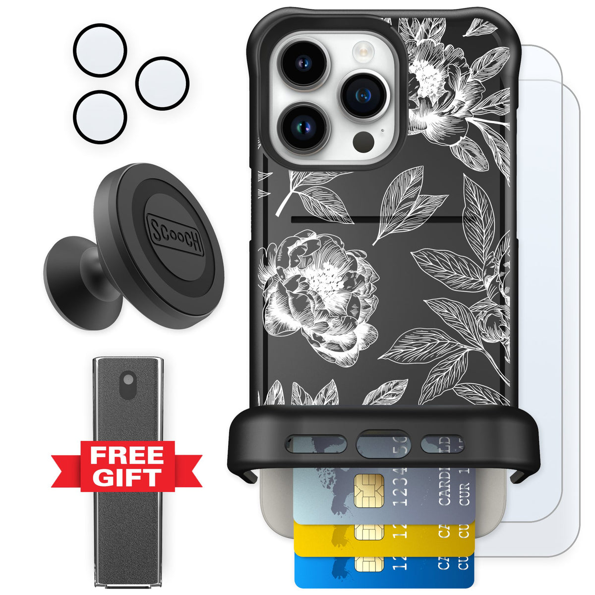 Scooch Wingmate Chinoiserie for iPhone 15 Pro Max — Defender Bundle
