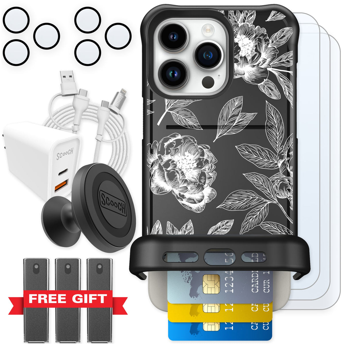 Scooch Wingmate Chinoiserie for iPhone 15 Pro Max — Ultimate Bundle
