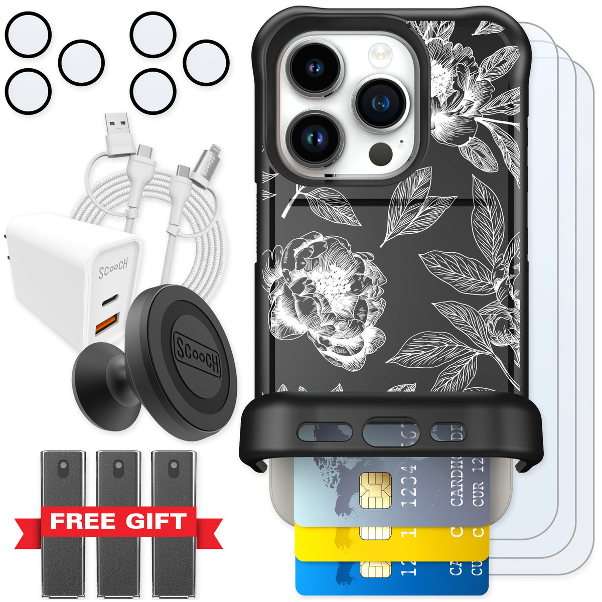 Scooch Wingmate Chinoiserie for iPhone 15 Pro — Ultimate Bundle