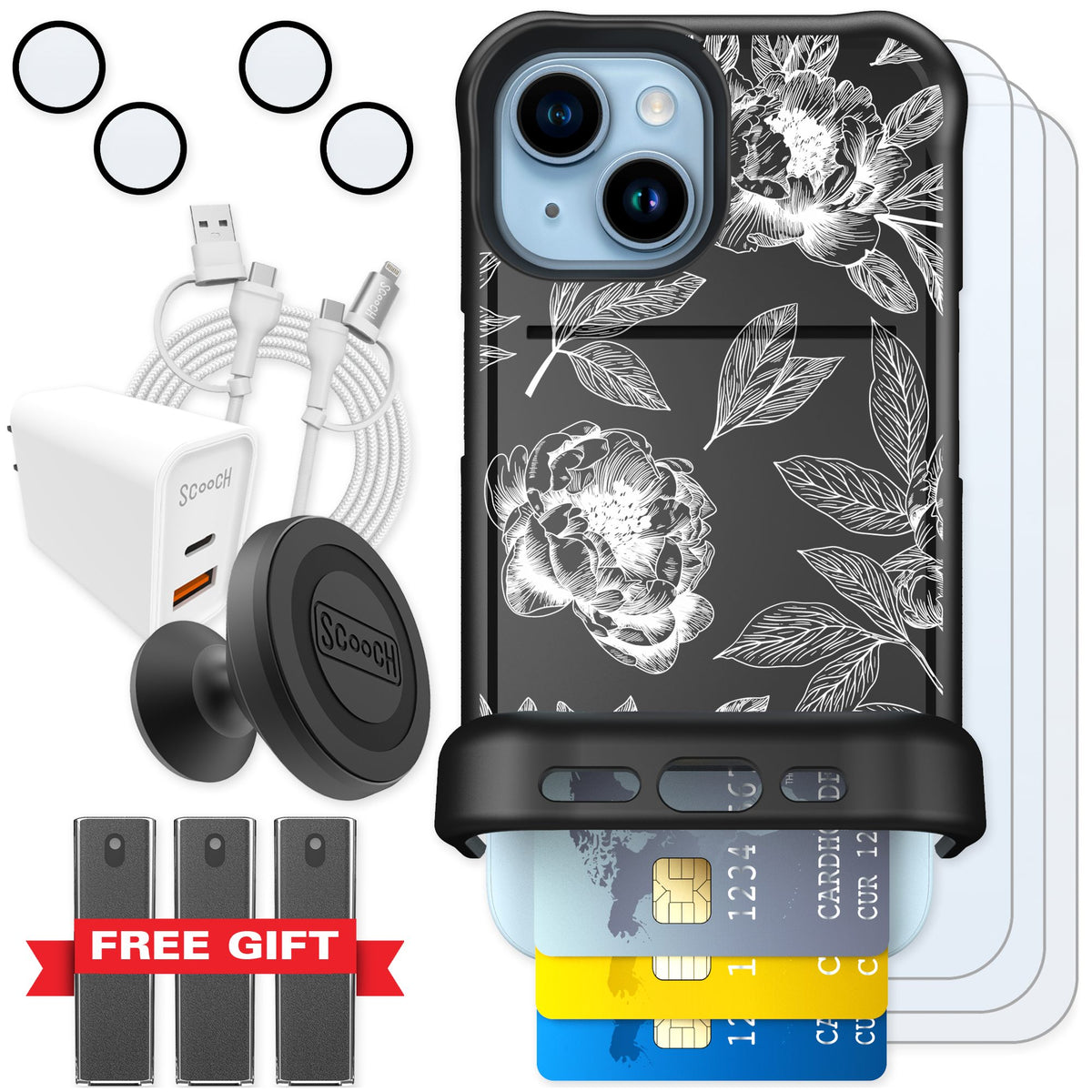 Scooch Wingmate Chinoiserie for iPhone 15 — Ultimate Bundle