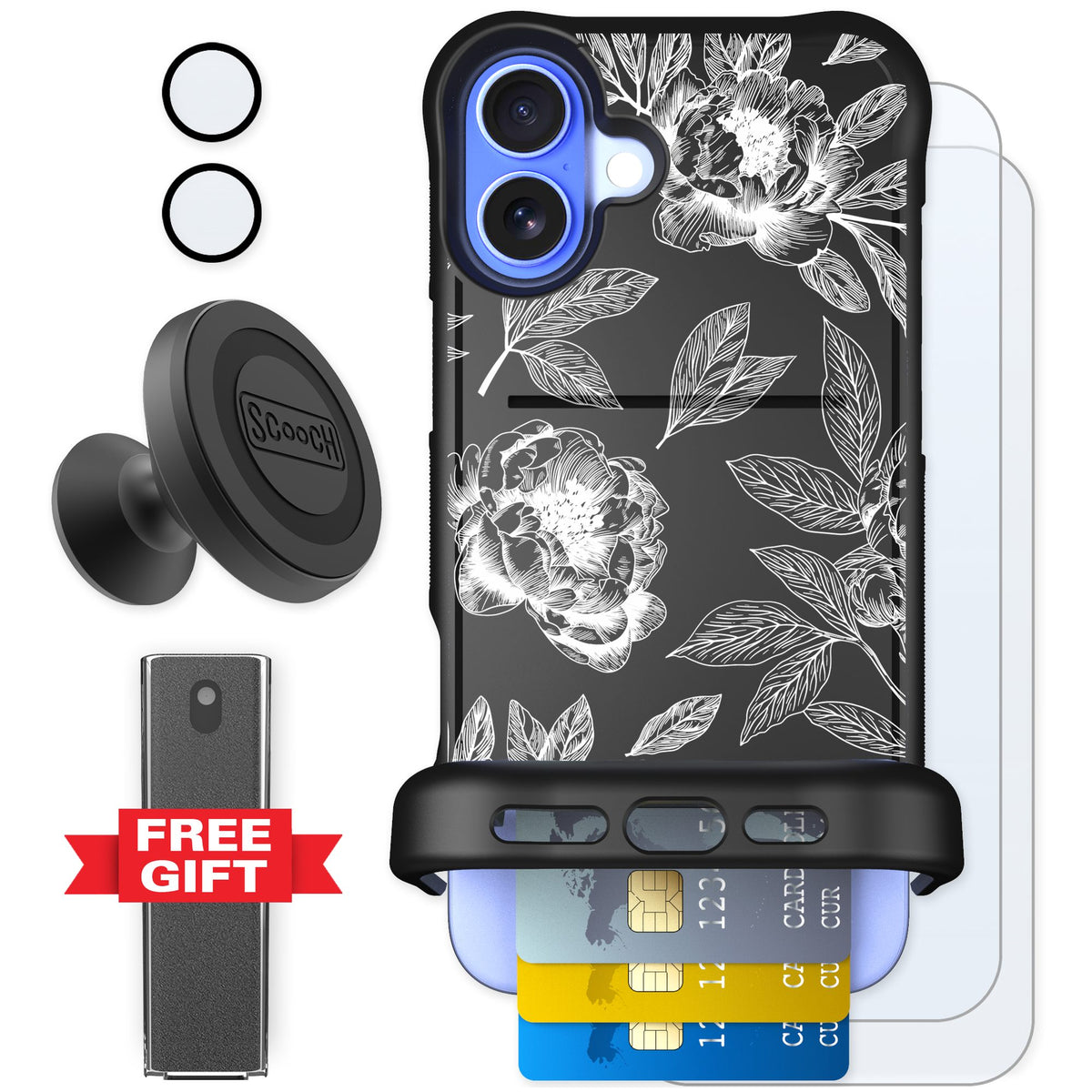 Scooch Wingmate Chinoiserie for iPhone 16 Plus — Defender Bundle