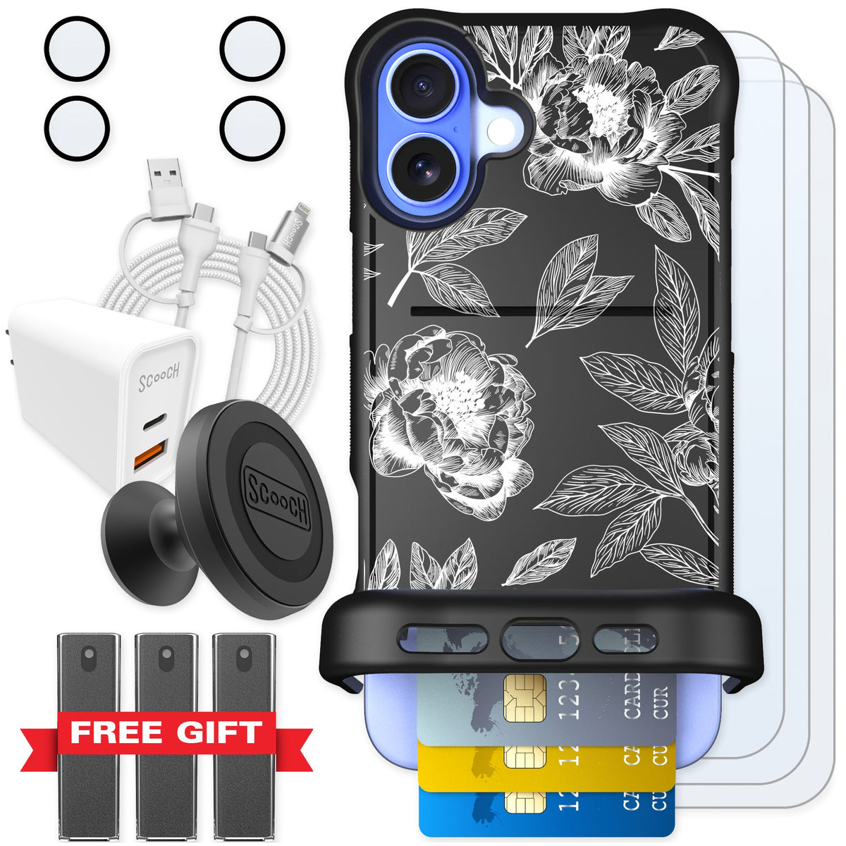Scooch Wingmate Chinoiserie for iPhone 16 Plus — Ultimate Bundle